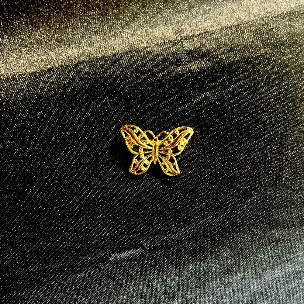 Napier Brooch, Gold Tone 3D Butterfly Pin, Butterfly Brooch